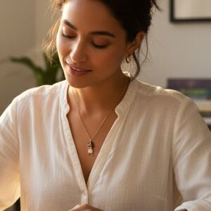 Vintage Enamel Hula Girl Pendant Necklace – Articulated Legs – Hawaiian Dancer